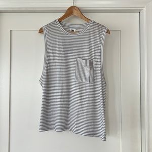 Lunya Cool Stripe Muscle Tank with pocket. NWT!